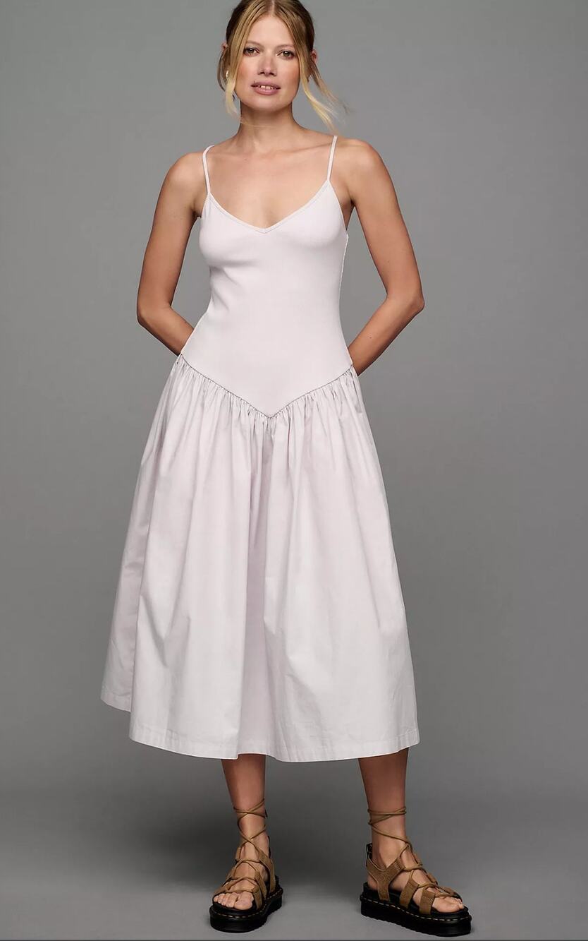 NWT Anthropologie Maeve Poplin Twofer Midi Dress - Medium